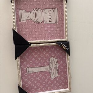 Gucci and Louis Vuitton Pink Wall Art Set